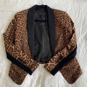 BCBG Max Azria Leopard Cropped Blazer Sz M